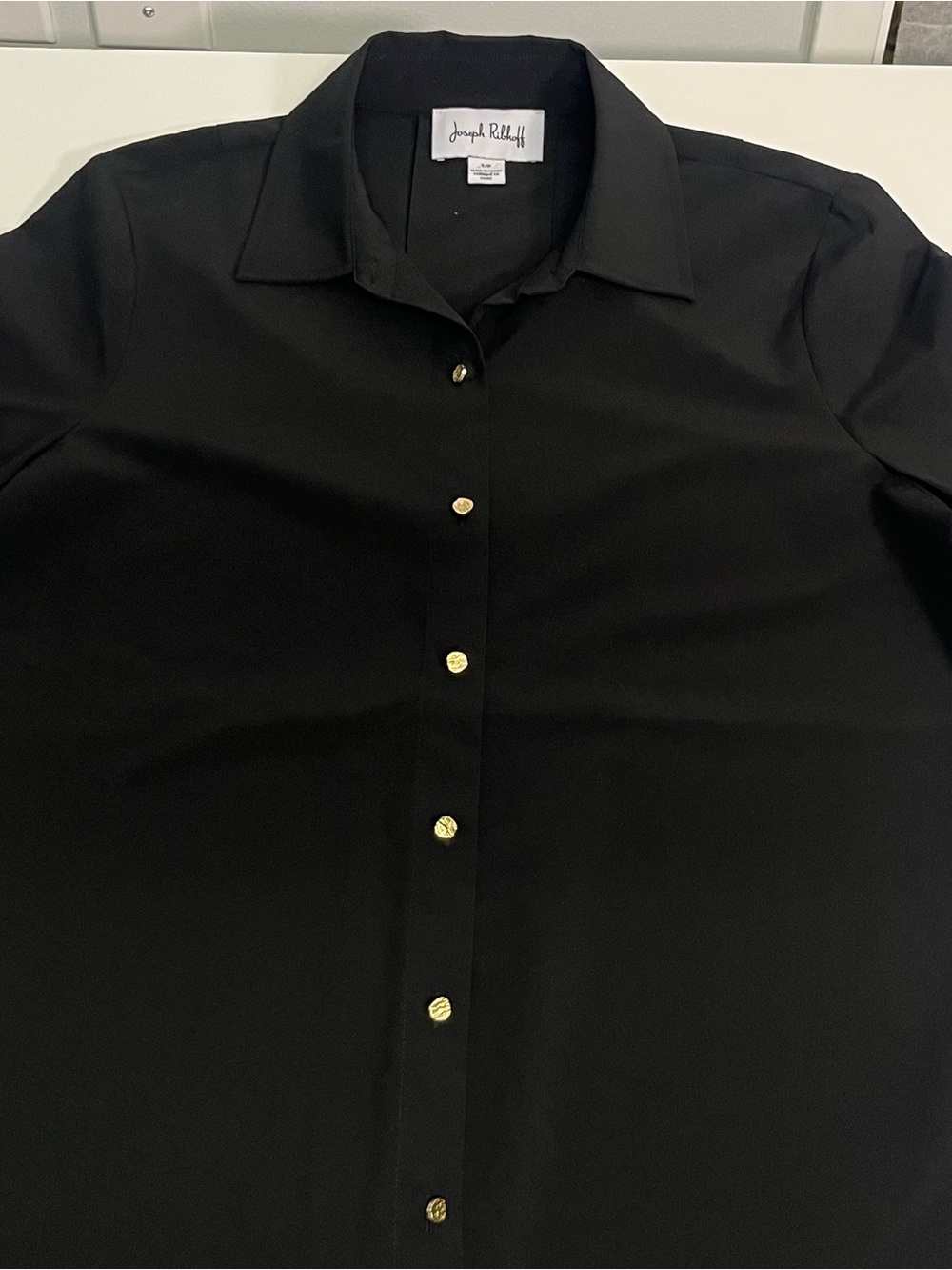 Joseph Ribkoff Black Button-Down Shirt with Gold Buttons